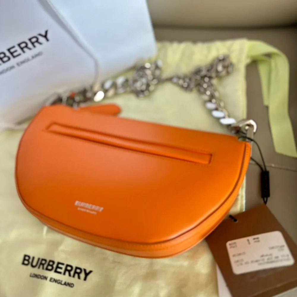 Burberry Mini Olympia Leather Shoulder Bag in Orange - Picture 9 of 16
